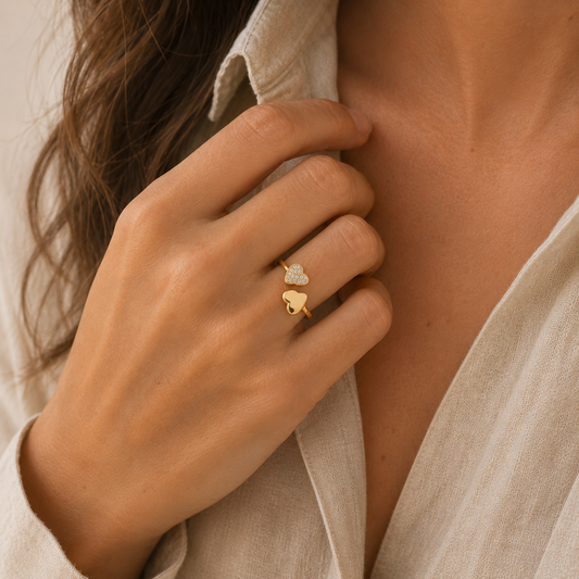 Golden Hearts Open Ring