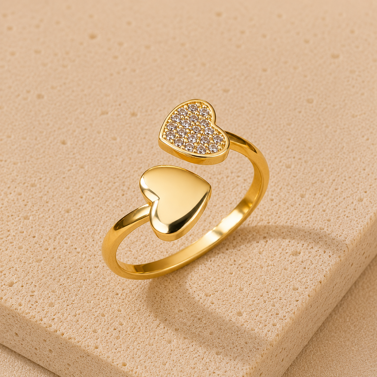 Golden Hearts Open Ring